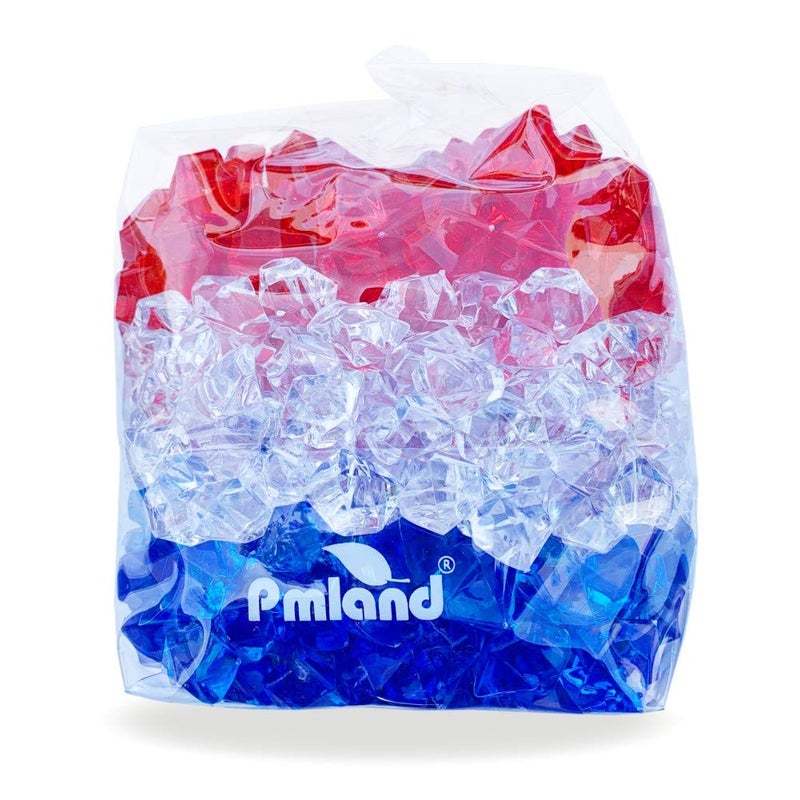 PMLAND Clear Fake Ice Rocks â€“ 550Pcs Large Acrylic Gems Crushed Plastic Diamonds, Red White Blue (3Lbs/2.25 Quarts) â€“ Bulk Vase Filler for Centerpieces Patriotic Theme DÃ©cor Aquarium Table Scatter - Image 5